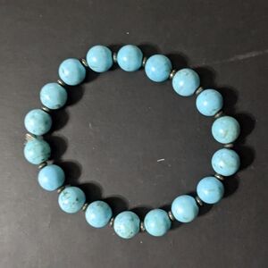 Turquoise Colored Gemstone Beaded Stretchy Elastic Statement Bracelet